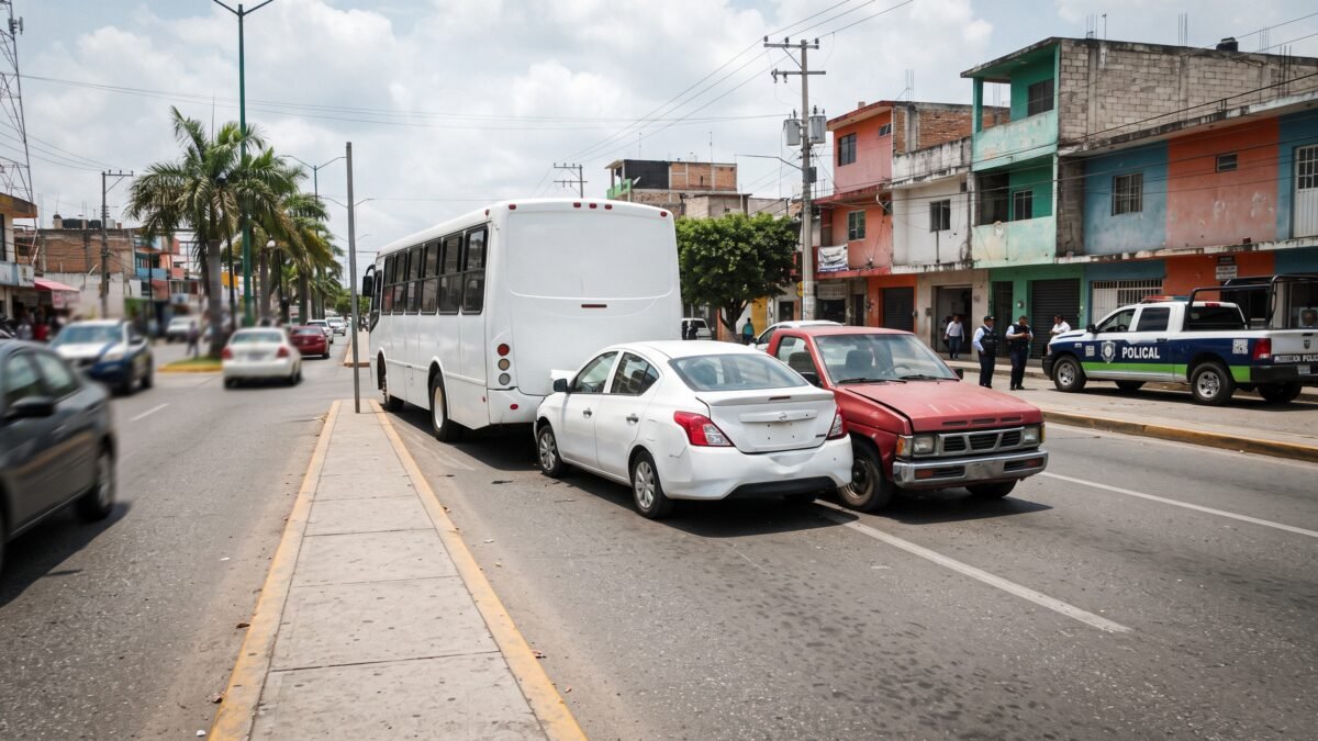 Carambola de cuatro vehículos deja dos lesionados en bulevar de Comitán