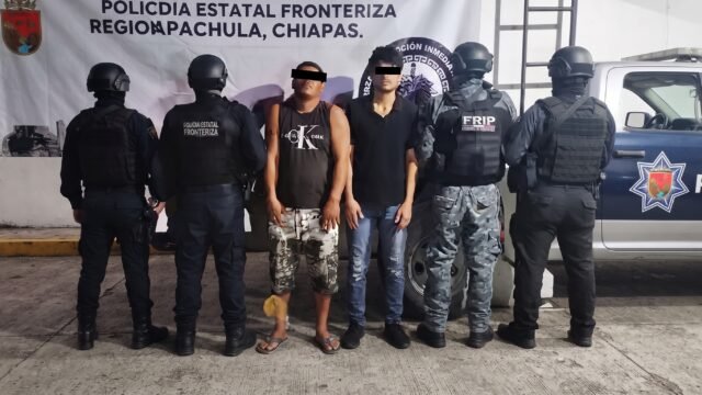 Detienen a dos hombres con armas y cristal en Mazatán; uno era buscado por desaparición
