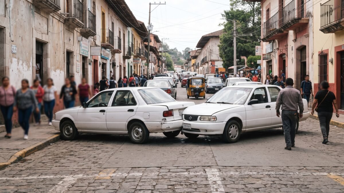 Dos choques de taxis dejan daños materiales en Comitán de Domínguez