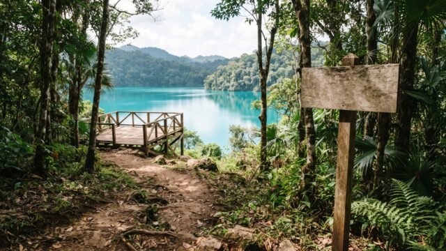 Preparan rehabilitación del sendero El Perol en Lagunas de Montebello, en La Trinitaria