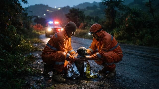 Protección Civil auxilia a perro amarrado bajo la lluvia en Yajalón