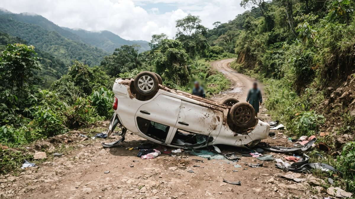 Abandonan vehículo volcado tras accidente en carretera de Villacorzo