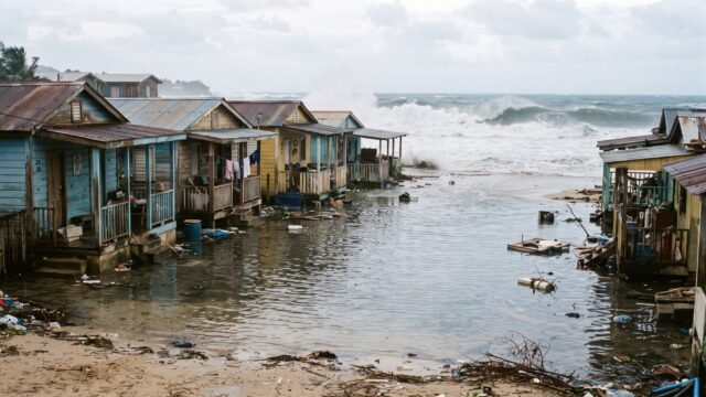 Abandonan viviendas en San Luqueño por mar de fondo e inundaciones de hasta un metro