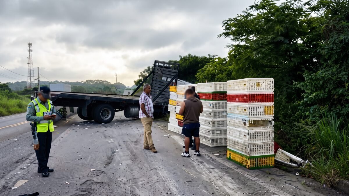 Accidente de camión con rejas cierra carretera Ocozocoautla-Tuxtla y deja un herido