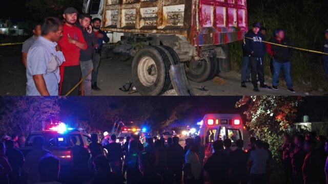 Adolescente de 17 años muere al chocar contra volteo detenido en Berriozábal