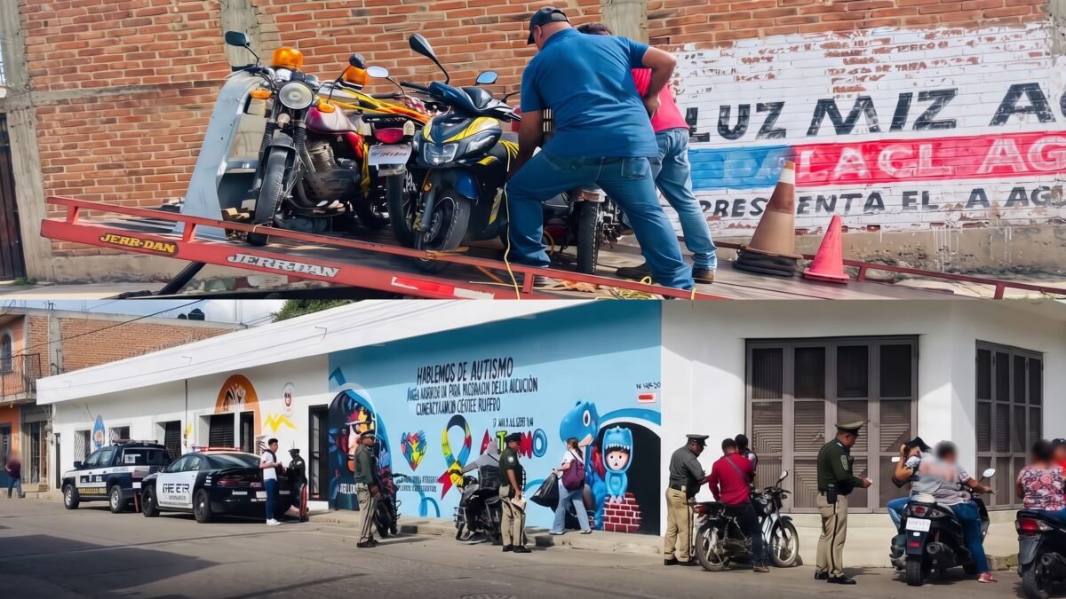 Aseguran motocicletas sin casco ni documentos en operativo vial en Cintalapa