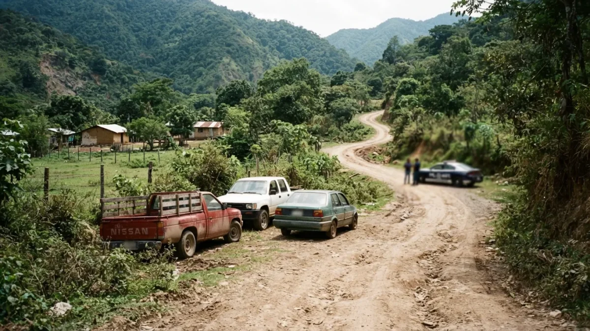 Aseguran tres vehículos abandonados en camino de terracería de Benemérito de las Américas