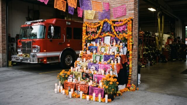 Bomberos de Tapachula elaboran altar de Día de Muertos y liberan cinco mazacuatas