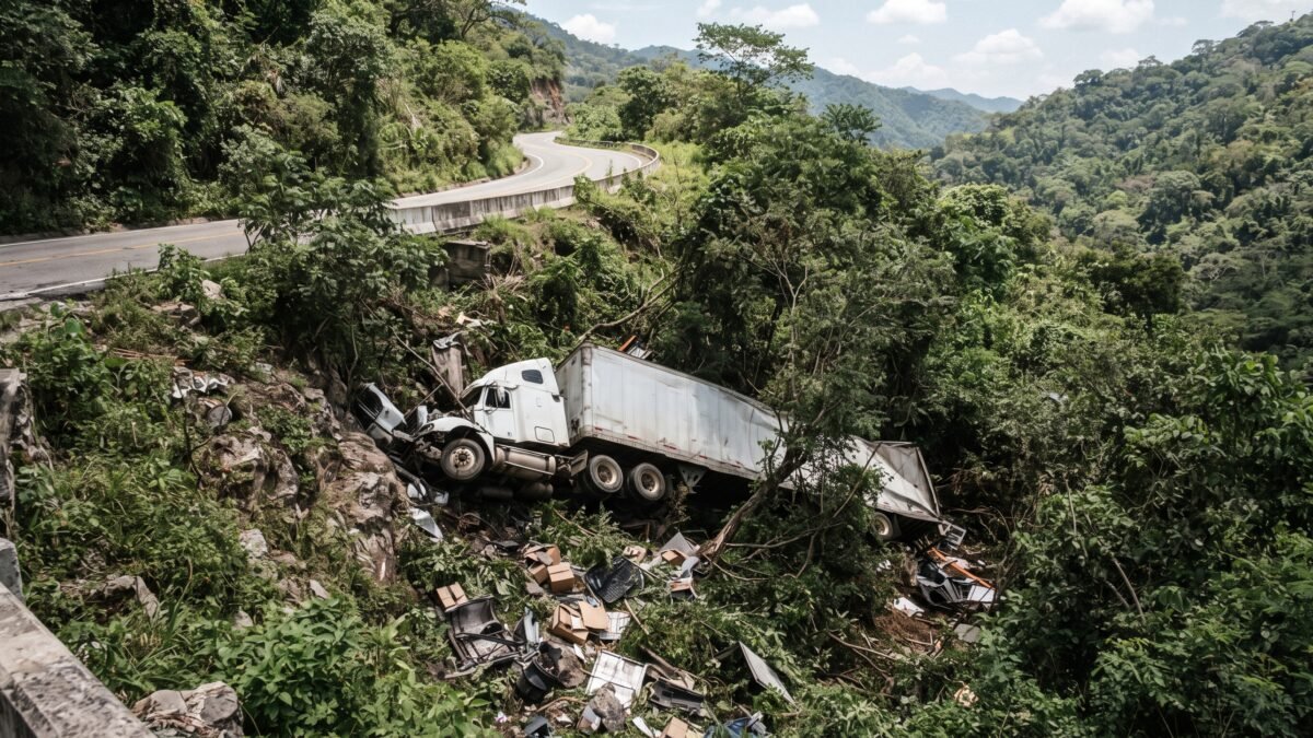 Camión cargado de azúcar cae a barranco en Betania y deja conductor lesionado
