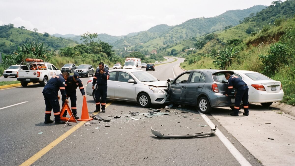 Choque entre tres vehículos deja dos lesionados en carretera Tuxtla-Chiapa de Corzo