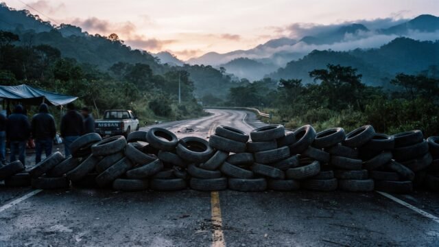 Con llantas y fuego: Madres en Resistencia bloquean la salida de Comitán hacia San Cristóbal