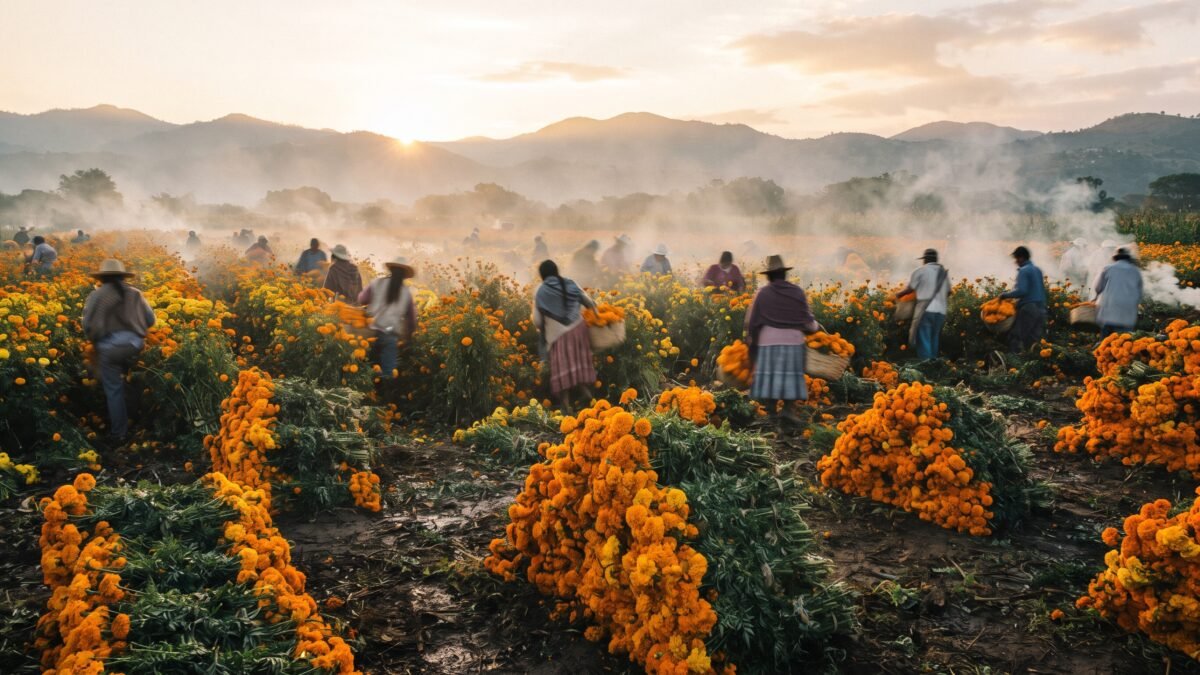 ¡Con ritual prehispánico!: productores bendicen 400 hectáreas de cempasúchil en Tenango del Valle