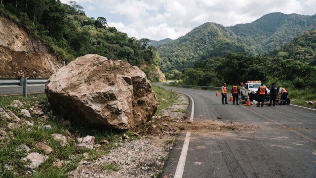 ¡Coyolazo del cerro! Piedrota de dos toneladas tapa la Altamirano-Comitán
