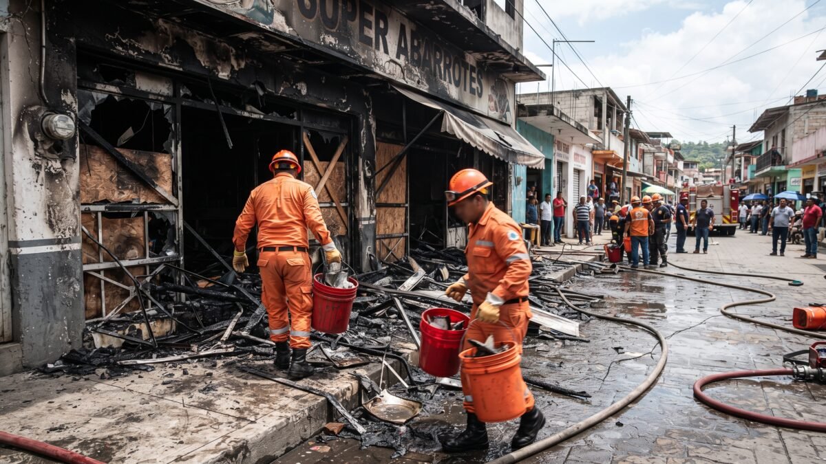 Cuestionan a alcalde de Pijijiapan por falta de equipo tras incendio en refaccionaria