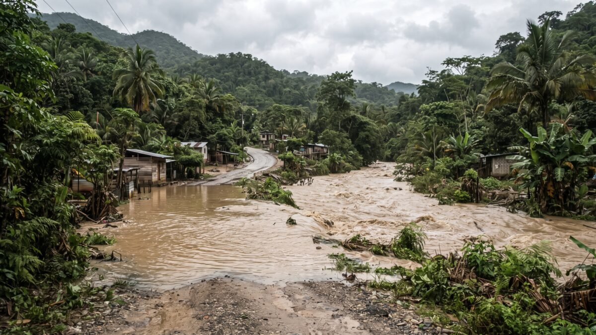Desbordamiento de río en Petultón genera riesgo por lluvias en Ocosingo