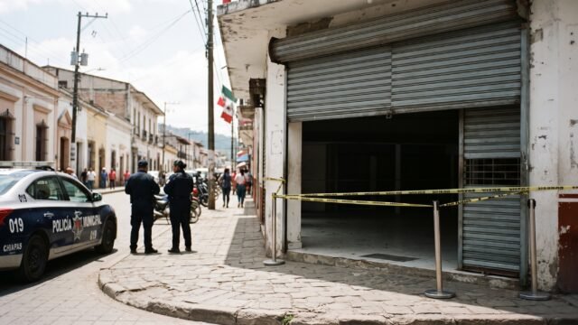 Despliegan operativo en Palenque tras presunto asalto a tienda Oxxo en el centro