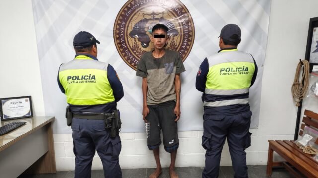 Detienen a presunto agresor tras riña con arma blanca en El Calvario de Tuxtla