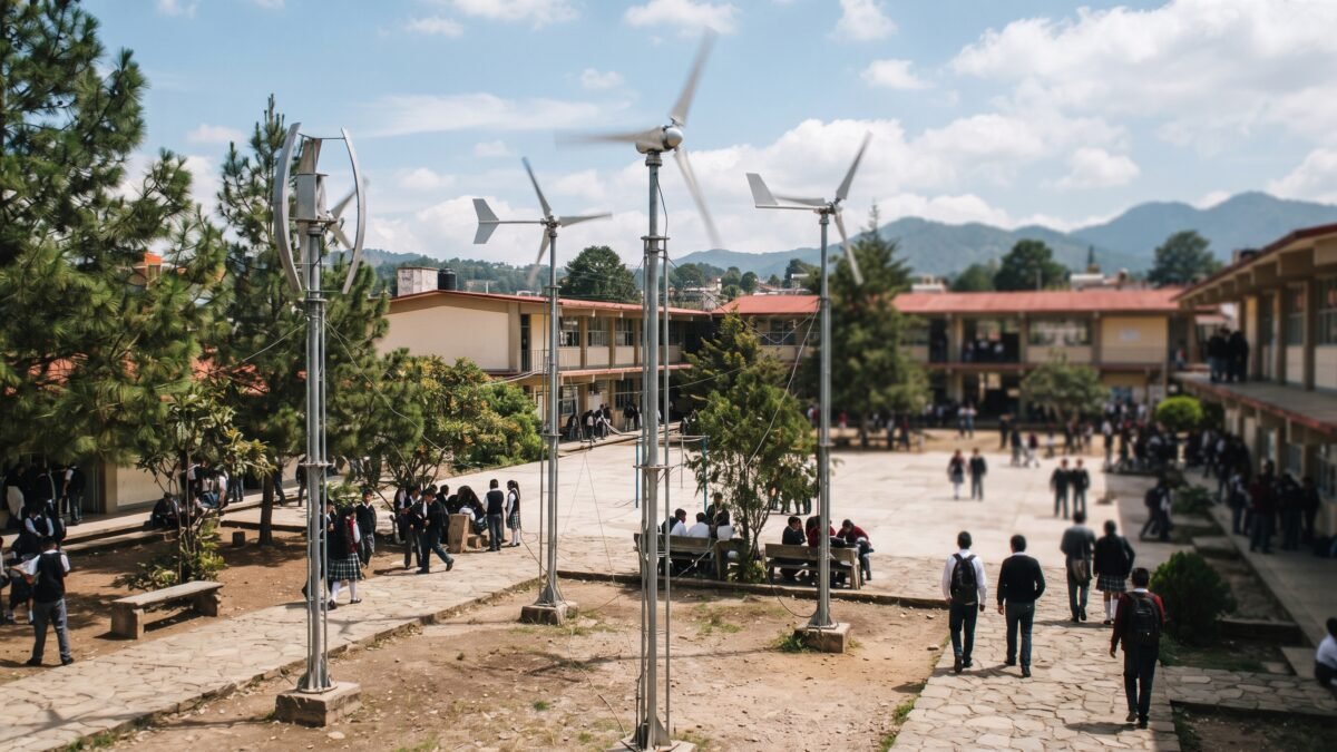 Estudiantes del Cecyte de San Fernando instalan aerogeneradores de baja potencia