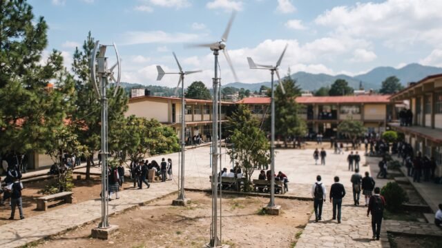 Estudiantes del Cecyte de San Fernando instalan aerogeneradores de baja potencia