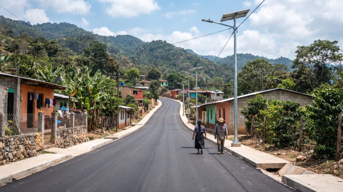Instalan 20 luminarias y pavimentan calles en el ejido Tamaulipas de Frontera Comalapa