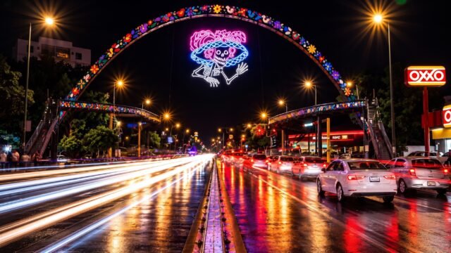 La Catrina se adueña de la noche: puente de Tuxtla se viste de colores por Día de Muertos
