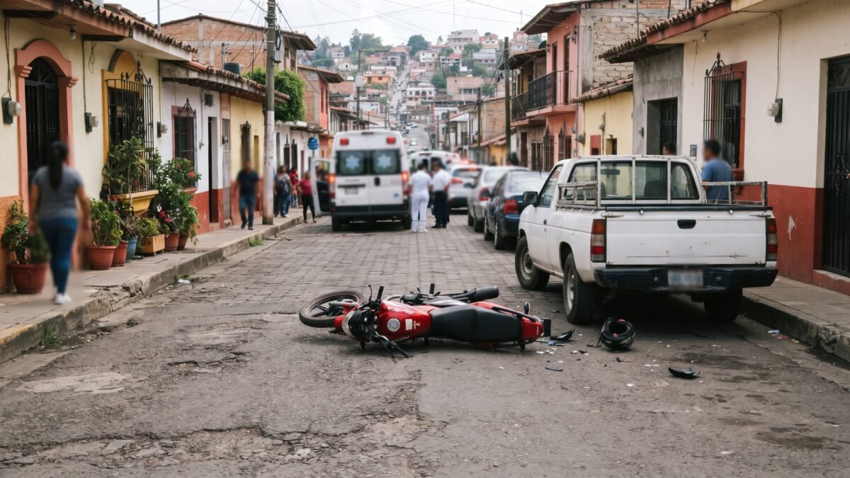 Les corta el paso en La Pita: camioneta tira de la moto a madre e hijo en Tapachula