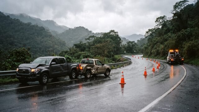 Lluvia provoca choque entre dos camionetas en la carretera Ocozocoautla-Tuxtla