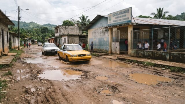 Manejar frente al Cobach es deporte extremo: la calle llena de baches que tiene harta a Pichucalco