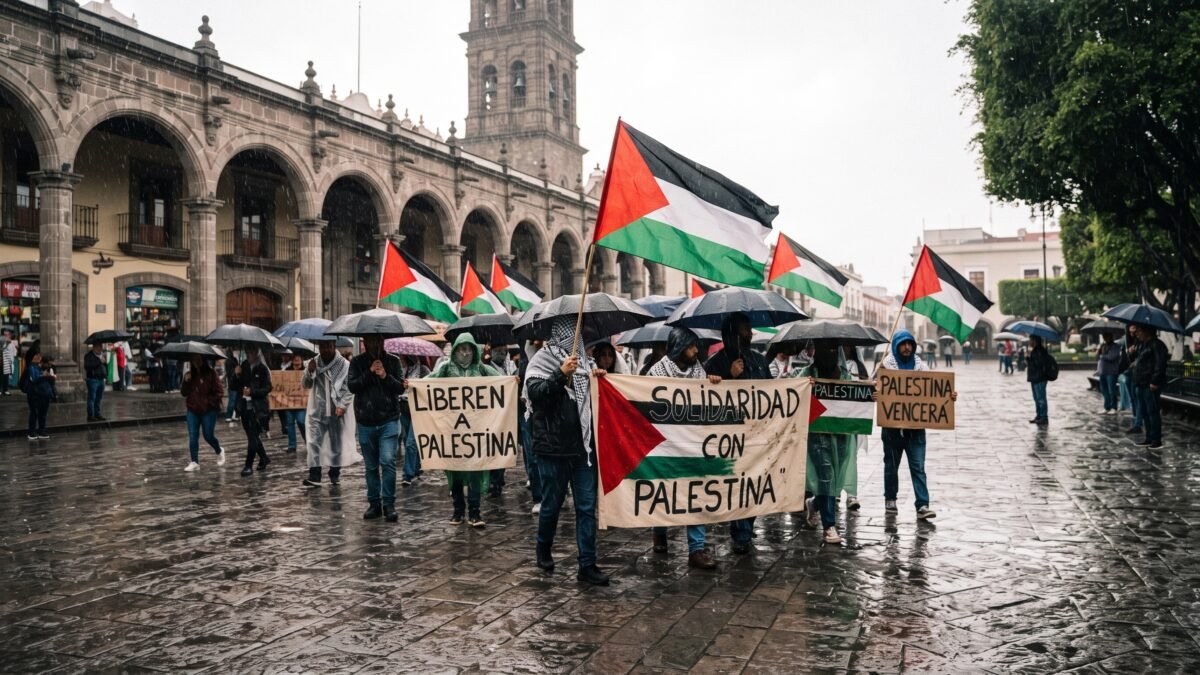 Marchan en San Cristóbal de Las Casas para exigir alto al genocidio en Palestina