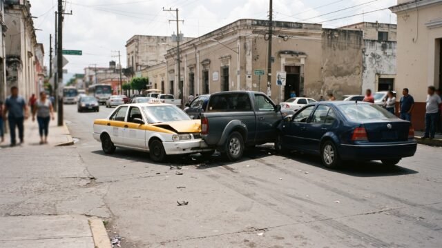 Menor resulta lesionado en carambola entre taxi, camioneta y auto en Comitán