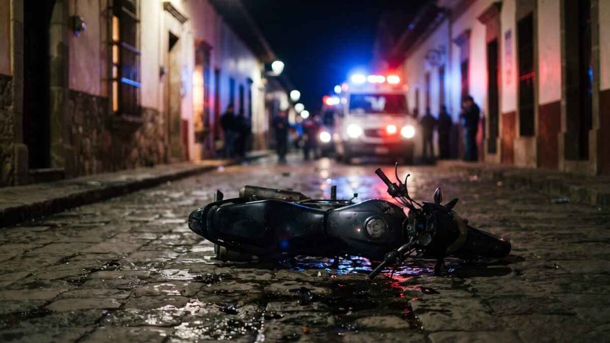 Motociclista derrapa en la zona centro de Villacorzo y es trasladado a un hospital