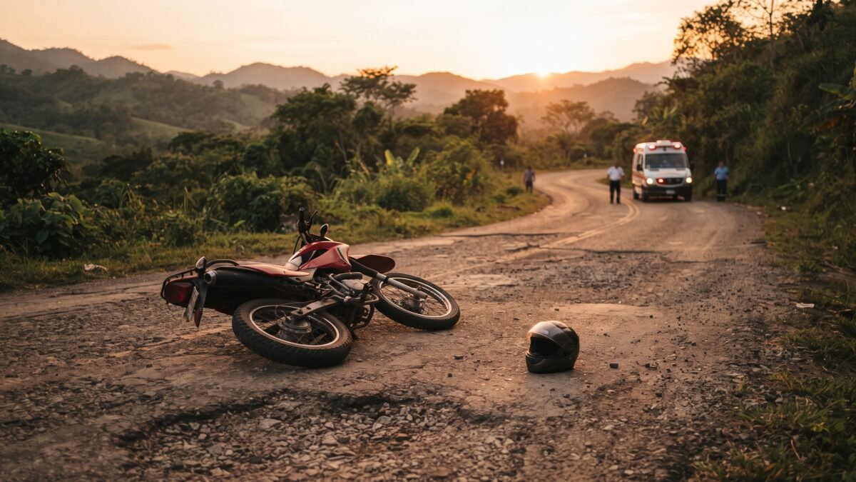 Motociclista queda inconsciente tras derrapar en carretera de Villacorzo