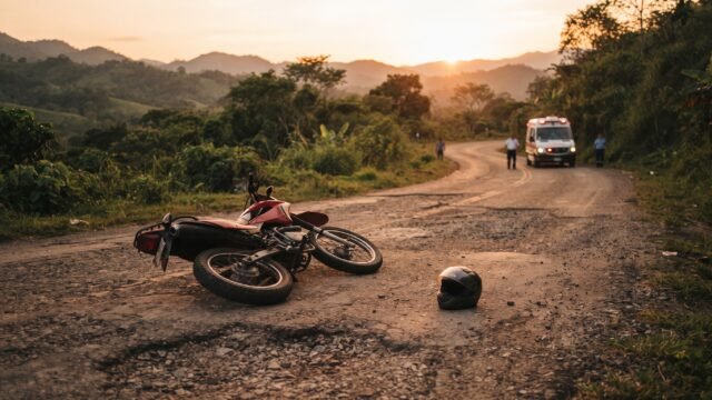 Motociclista queda inconsciente tras derrapar en carretera de Villacorzo