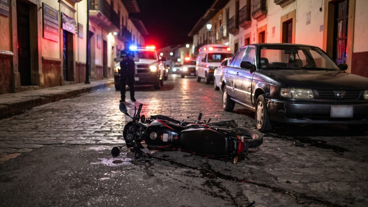 Motociclista resulta herido tras chocar contra Tsuru en Bochil