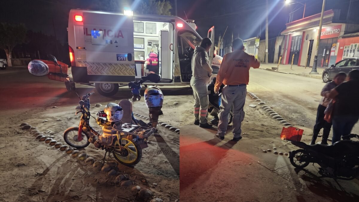 Motociclista resulta lesionado tras derrapar en barrio El Cedro de Comitán