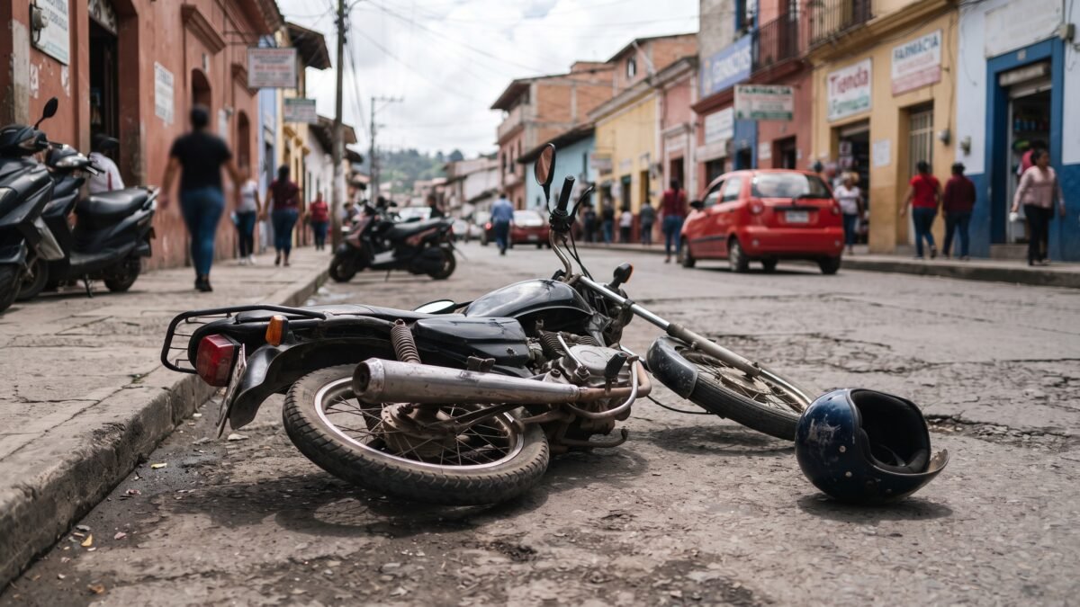 Motociclista y pasajera resultan lesionados tras derrapar en la colonia Evolución de Tonalá