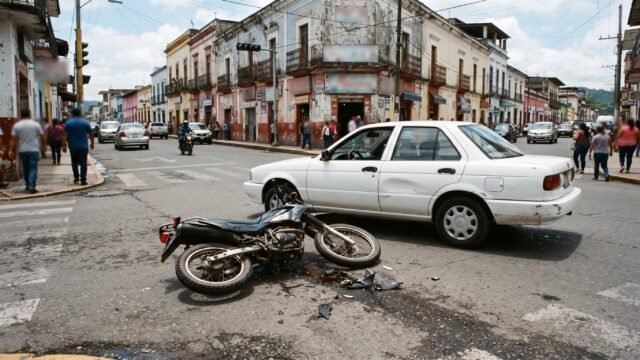 Mujer resulta lesionada tras corte de circulación en crucero La Yunta de Villaflores
