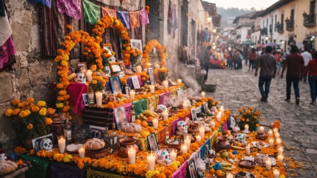 Normalistas de la Canek llenan San Cristóbal de altares para honrar a sus muertos