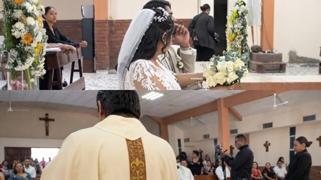 O se hincan o se van: sacerdote corre a fotógrafos en plena boda en Torreón