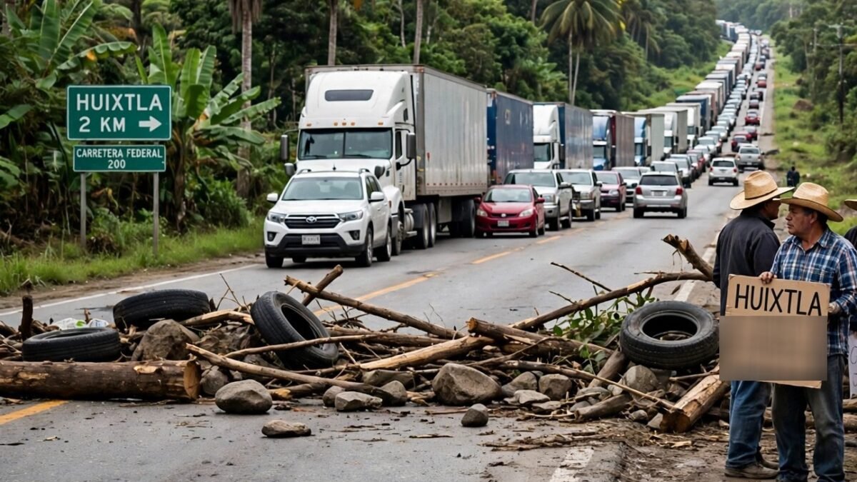 ¡Paran la Costa!: sindicato bloquea la Tapachula-Huixtla y arma filas en la Curva del Diablo