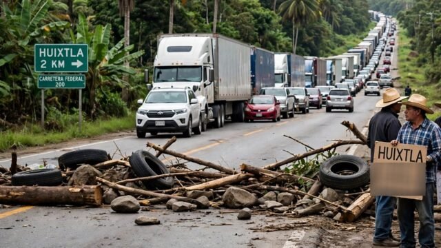 ¡Paran la Costa!: sindicato bloquea la Tapachula-Huixtla y arma filas en la Curva del Diablo