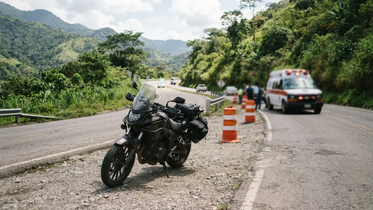 Pareja resulta lesionada tras derrapar en motocicleta en Venustiano Carranza