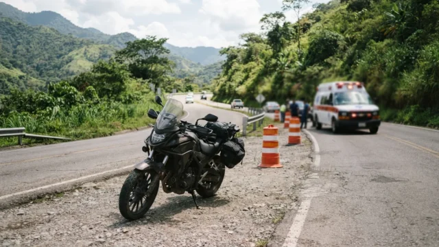 Pareja resulta lesionada tras derrapar en motocicleta en Venustiano Carranza