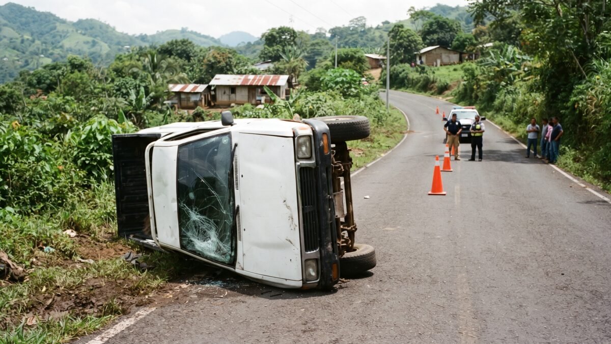 Pierde el control a toda velocidad: camioneta vuelca y queda recostada en Villa Corzo