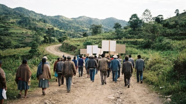Pobladores de la zona norte de Chiapas marchan en Pantepec contra la minería