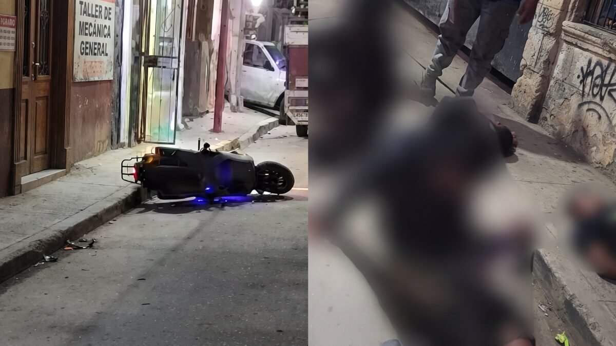 ¡Quedaron tirados en la Belén!: dos morros derrapan en su moto en San Cristóbal