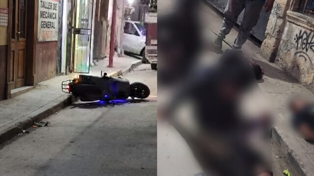 ¡Quedaron tirados en la Belén!: dos morros derrapan en su moto en San Cristóbal