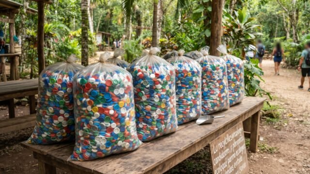 Recolectan miles de tapitas en Tapachula: el plástico se convierte en medicinas para niños con cáncer