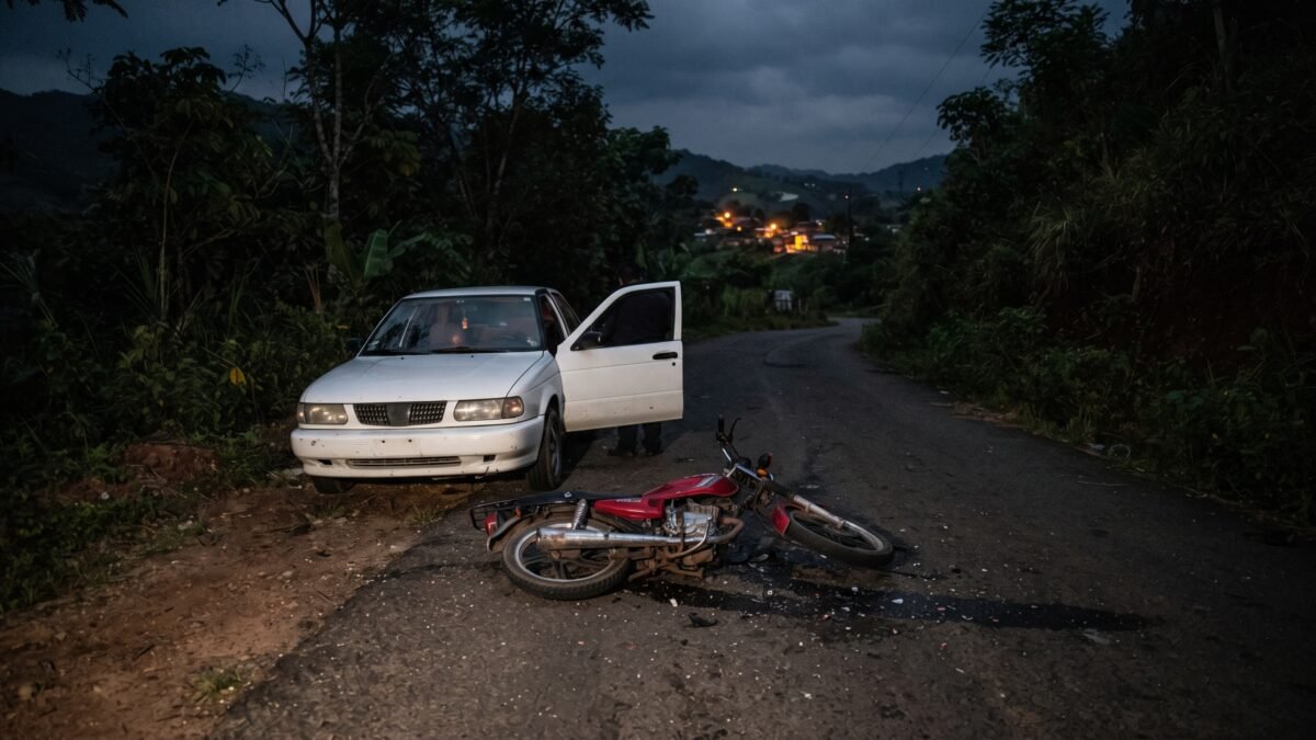 Reportan choque entre motocicleta y automóvil en carretera de Tenejapa