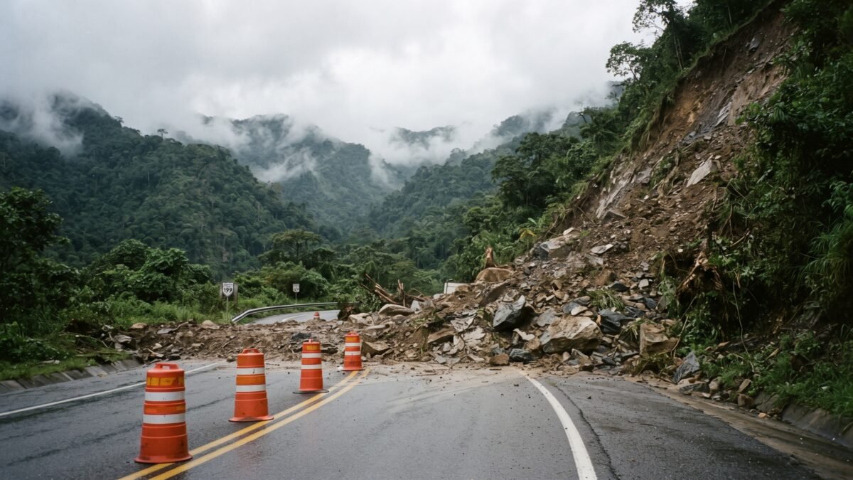 Reportan derrumbe en la carretera Ocosingo-San Cristóbal a la altura de Oxchuc